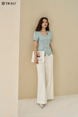 Áo sơ mi nữ TRALI 25130 màu xanh