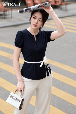 Áo sơ mi nữ TRALI 25134 đen
