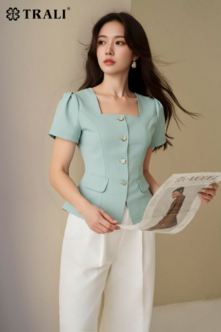 Áo sơ mi nữ TRALI 25130 màu xanh