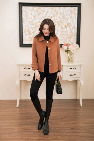 Áo Vest dạ ép 2 mặt cổ Đức TRALI 25820 màu Nâu