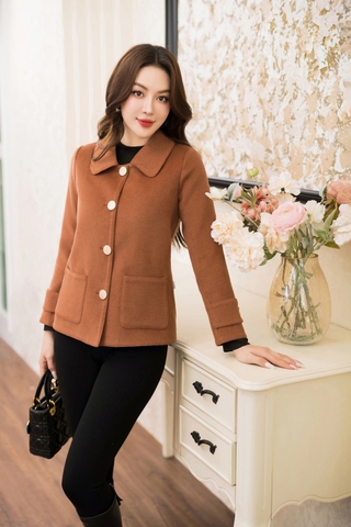 Áo Vest dạ ép 2 mặt cổ Đức TRALI 25820 màu Nâu