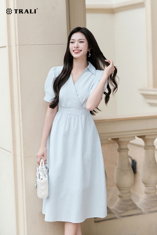 Đầm Trali 25204 Kẻ xanh