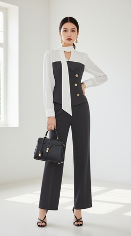 Bộ Quần Suông TRALI 25509 Ghi