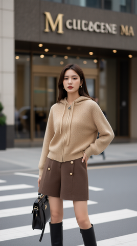 Áo khoác len TRALI 25606 màu nâu