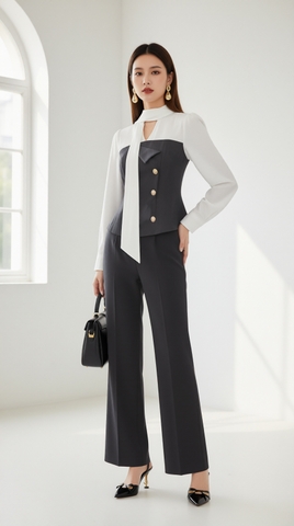 Bộ Quần Suông TRALI 25509 Ghi