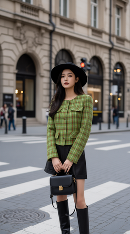 Áo khoác kẻ xanh TRALI 25805