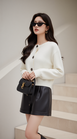 Áo khoác len TRALI 25605 màu trắng