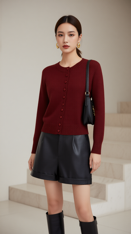 Áo khoác len thỏ TRALI 25603 màu đỏ