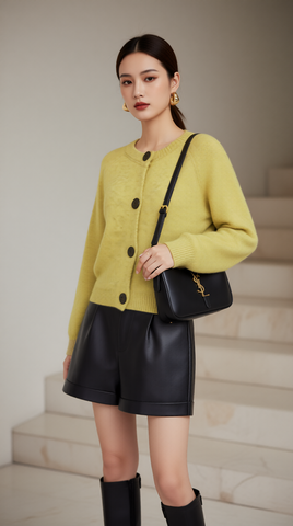 Áo khoác len TRALI 25605 màu vàng