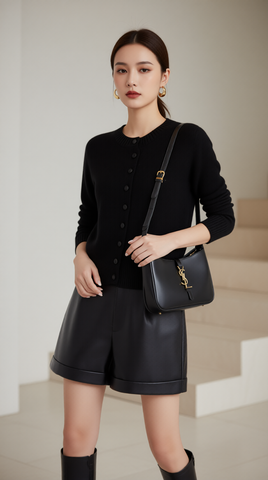 Áo khoác len thỏ TRALI 25603 màu đen