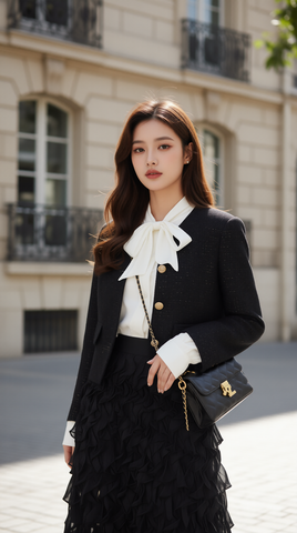 Áo vest dạ tweed TRALI 25803 đen