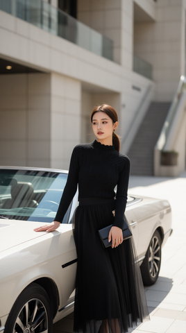 Áo len cổ 3p 25609 Đen