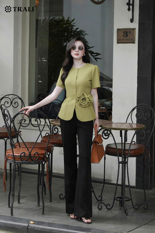 Áo sơ mi nữ TRALI 25124 màu xanh