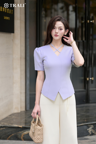 Áo sơ mi nữ TRALI 25117 tím