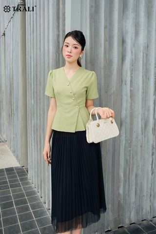 Áo sơ mi nữ TRALI 25118 màu cốm