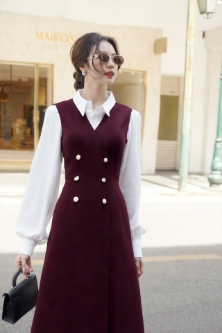 Đầm gile TRALI 25214 đỏ