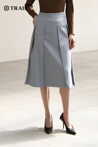 Chân váy xếp ly Trali 25302 Ghi