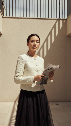 Áo phao phối dạ TRALI 25813 Kem