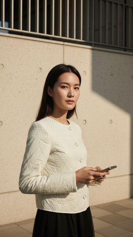 Áo phao phối dạ TRALI 25813 Kem