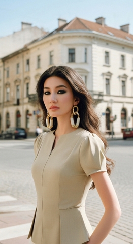 Áo sơ mi nữ TRALI 25135 màu be