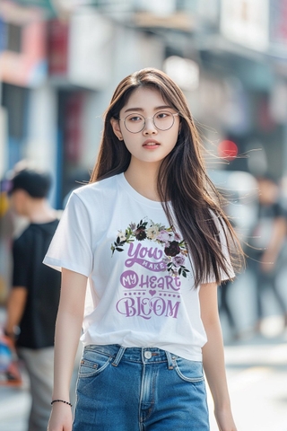 Áo Thun Nữ TRALI 24431 Màu Trắng BLOOM