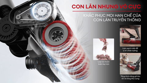 Con lăn nhung vô cực: Giải pháp hút sạch tối ưu trong máy hút bụi