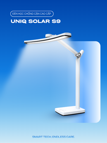 Đèn led để bàn làm việc cao cấp UNIQ Solar S9 Elite đèn học đọc sách chống cận thị cho bé tích hợp đồng hồ podomoro