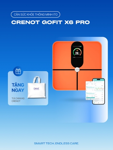 Cân điện tử sức khoẻ thông minh Crenot Gofit X6 Pro cân đo phân tích 23 chỉ số lượng mỡ cơ thể smart body fat scale inbody