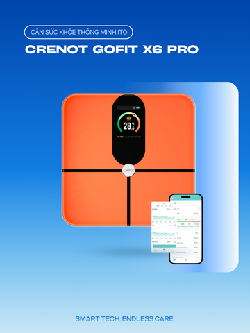 Cân điện tử sức khoẻ thông minh Crenot Gofit X6 Pro cân đo phân tích 23 chỉ số lượng mỡ cơ thể smart body fat scale inbody