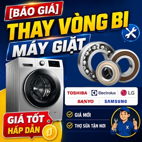 [Báo giá] Thay vòng bi máy giặt TOSIBA, Electrolux, LG, SANYO, Samsung