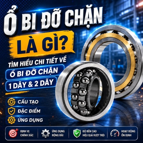 Ổ bi đỡ chặn là gì? Tìm hiểu chi tiết về ổ bi đỡ chặn 1 dãy & 2 dãy