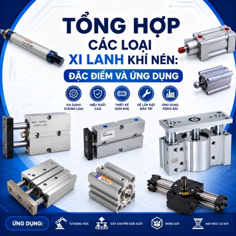 Tổng hợp các loại xi lanh khí nén: Đặc điểm và ứng dụng