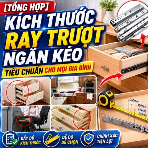 [Tổng hợp] Kích thước ray trượt ngăn kéo tiêu chuẩn cho mọi gia đình