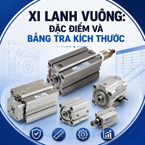 Xi lanh khí nén vuông: Đặc điểm và bảng tra kích thước