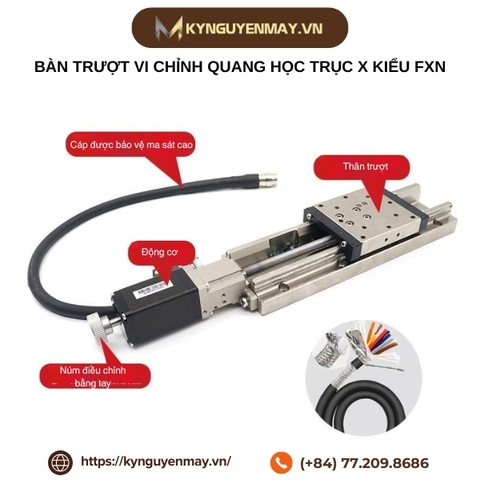 Bàn trượt vi chỉnh quang học trục X kiểu FXN