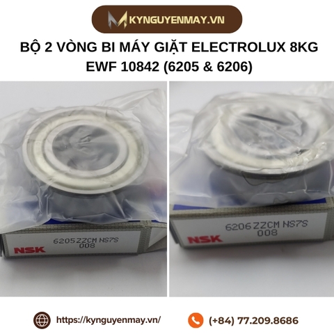 Bộ 2 vòng bi máy giặt Electrolux 8kg EWF 10842 (Vòng bi 6205 & 6206)