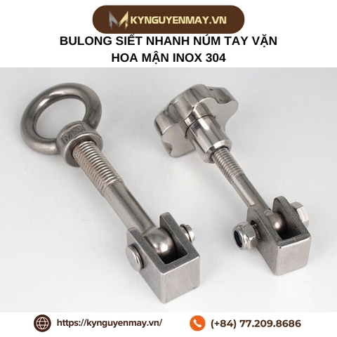 Bulong siết nhanh núm tay vặn hoa mận inox 304 - Móc nâng hoặc núm vặn