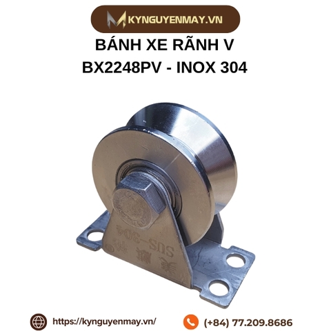 Bánh xe cửa trượt rãnh V - BX2248PV - INOX 304
