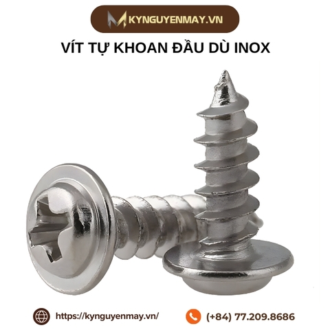 Vít tự khoan đầu dù inox