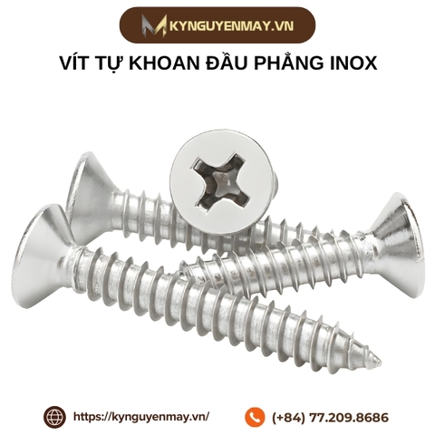 Vít tự khoan đầu phẳng inox