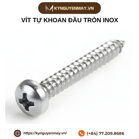 Vít tự khoan đầu tròn inox
