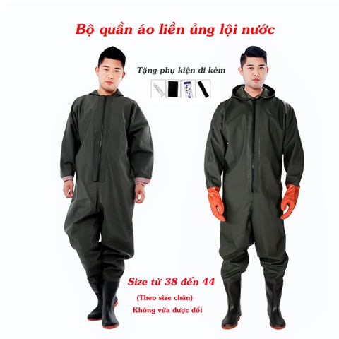 Bộ quần áo lội nước, đi mưa có găng tay hàng loại 1 có bảo hành