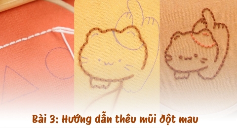 Bài 3: Hướng dẫn mũi đột mau trong thêu hiện đại