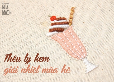 Thêu nhanh ly kem giải nhiệt mùa hè cho đầu tuần mát mẻ (có mẫu in)