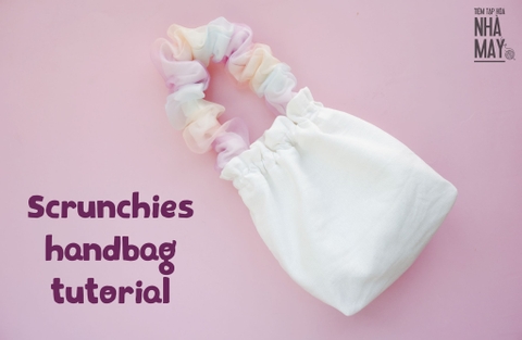 Kết hợp vải linen và voan kính để làm chiếc túi scrunchies cầu vồng 🌈