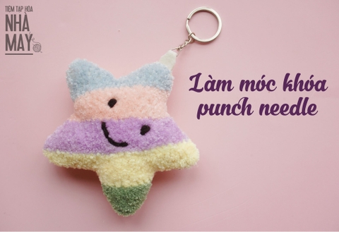 Làm móc khóa bông xù tông màu pastel bằng punch needle