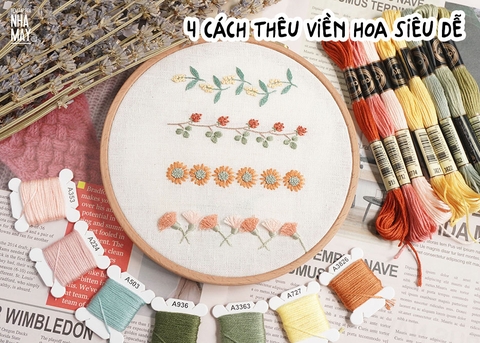 4 cách thêu viền hoa siêu dễ cho người mới bắt đầu (có mẫu in)