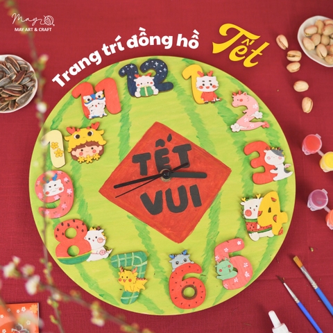 Hướng dẫn làm đồng hồ treo tường trang trí dịp Tết Giáp Thìn 2024