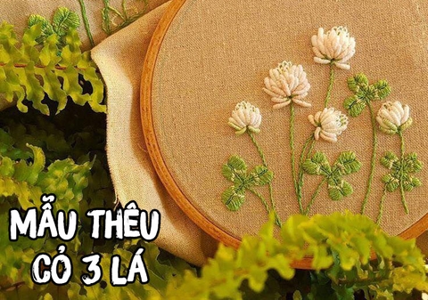 Tổng hợp mẫu thêu cỏ 3 lá