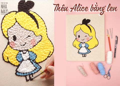 Thêu Alice bằng len trong 1 nốt nhạc (có mẫu in)